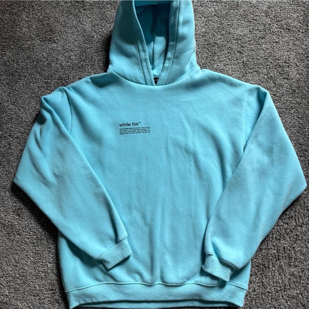 blue white fox hoodie